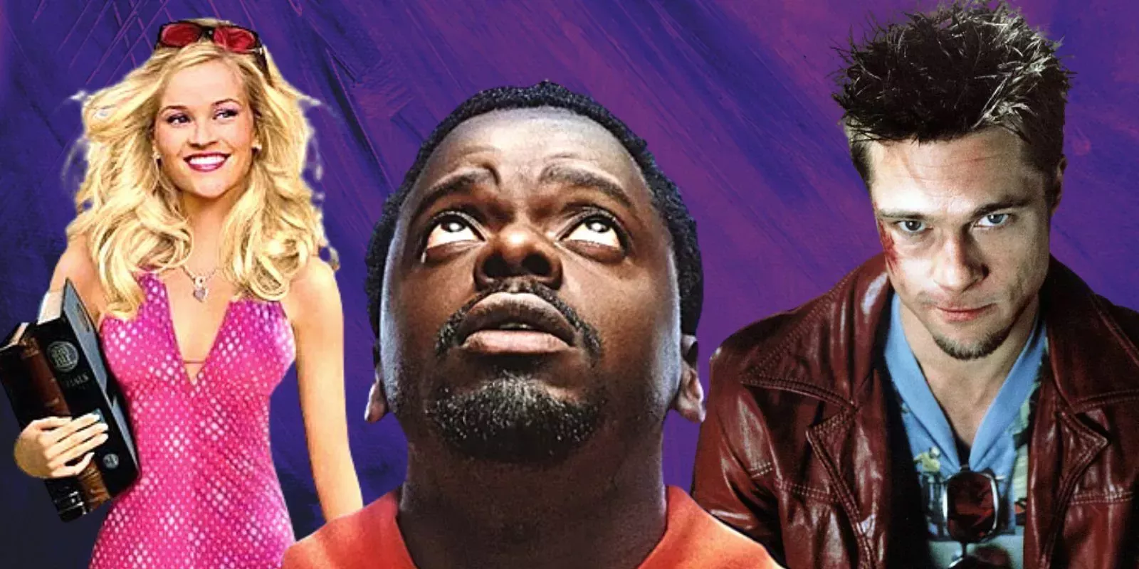 Split image of Tyler Durden, OJ-Haywood, and Elle-Woods in various movies