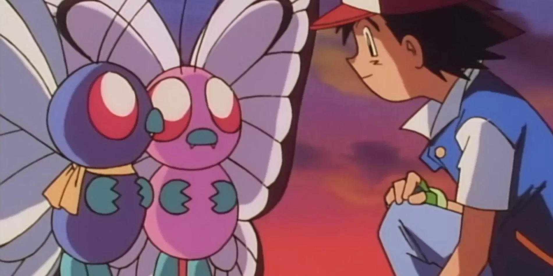 Ash, Butterfree and Shiny Butterfree from the Pokemon episode Bye Bye Butterfree