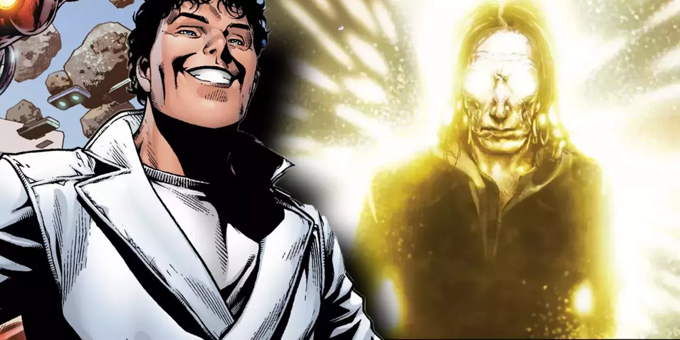 Split image of Marvel's One-Above-All and the smiling Beyonder