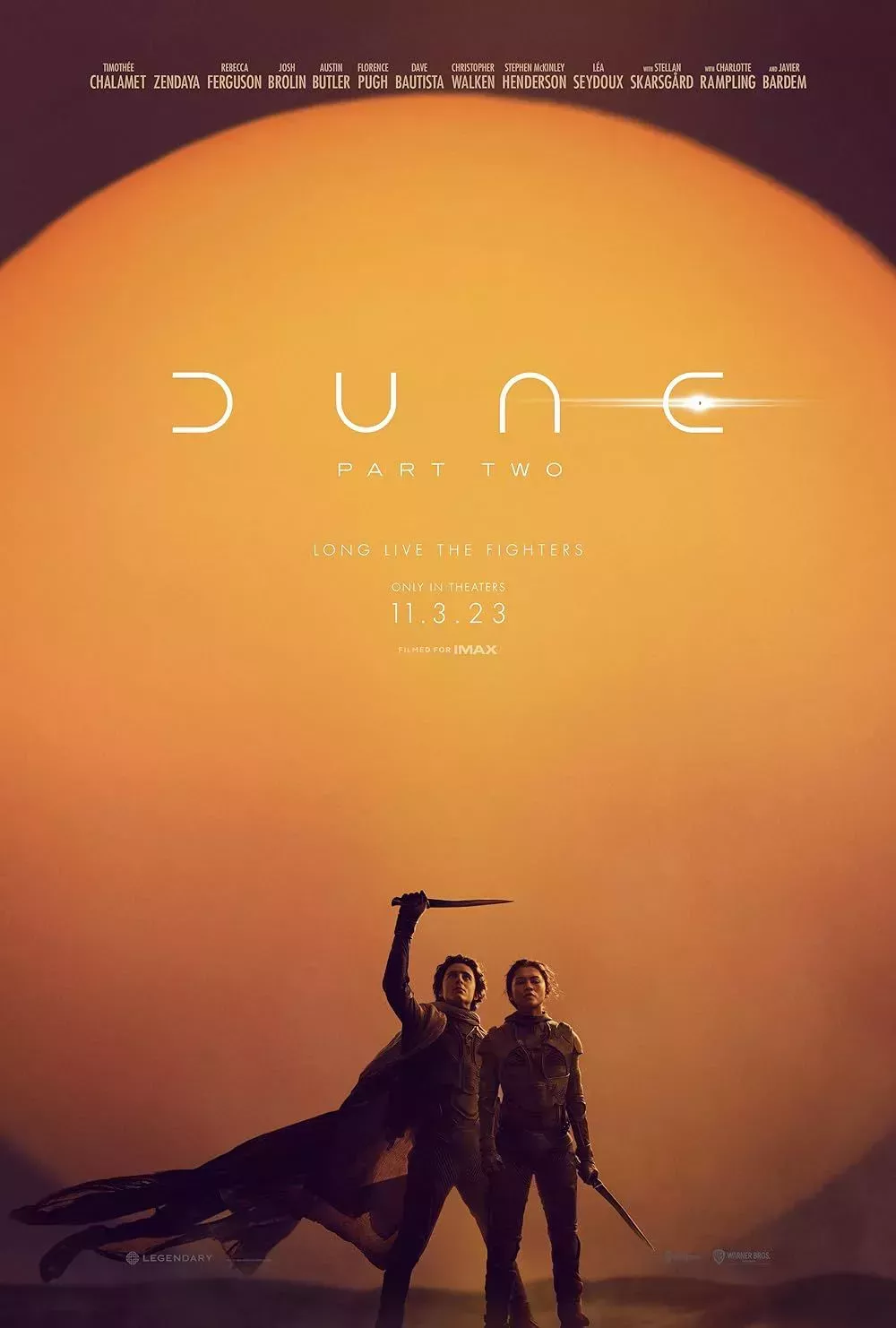 Timothée Chalamet and Zendaya in Dune- Part Two (2024) poster.