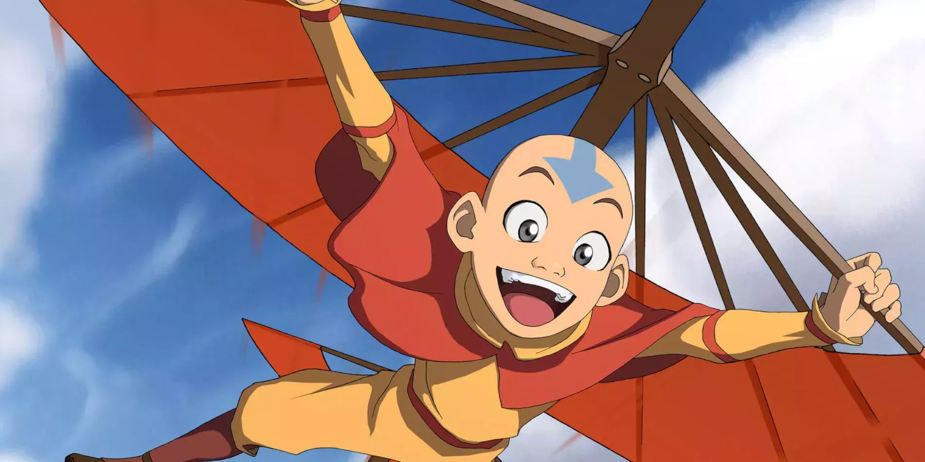 Aang from Avatar: The Last Airbender flies on his glider