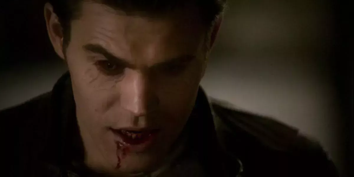 Stefan with blood in the corner of his mouth from The Vampire Diaries