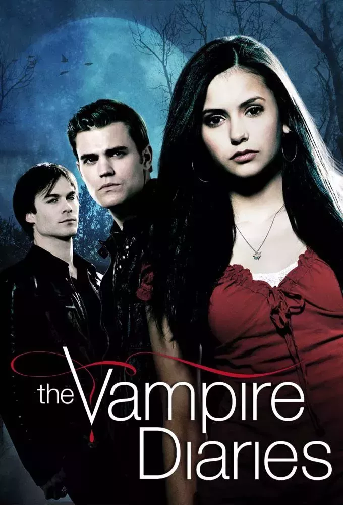 Damon, Stefan, Elena pose on The Vampire Diaries TV Show Poster