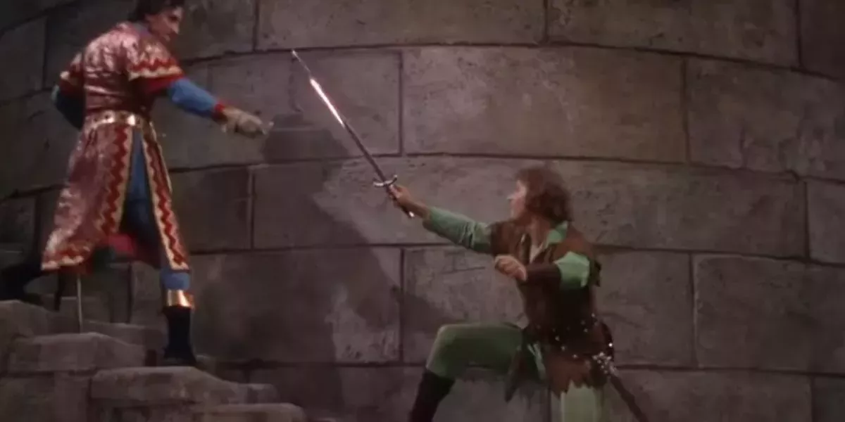 The Adventures of Robin Hood Errol Flynn and Basil Rathbone Duel