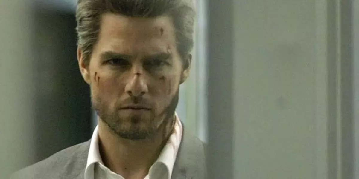 Tom Cruise looking the worse for wear and very intense in Collateral