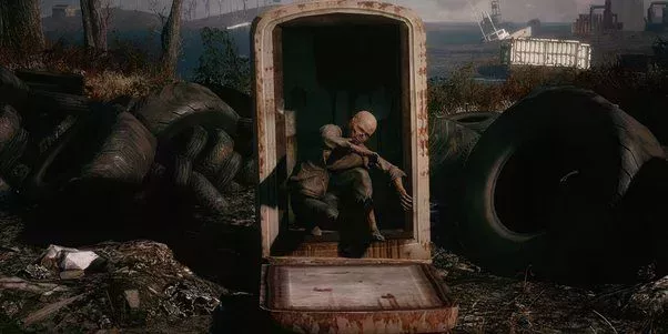 Billy climbing out of a fridge in Fallout 4