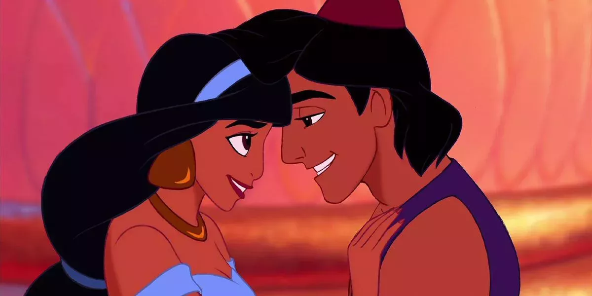 Jasmine And Aladdin Look Into Each Other's Eyes In Aladdin