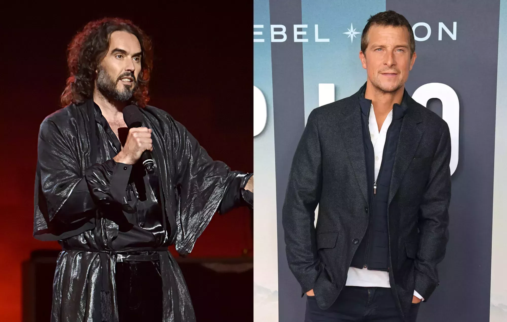 Russell Brand abraza a Bear Grylls y comparte una foto de su bautismo en el río Támesis