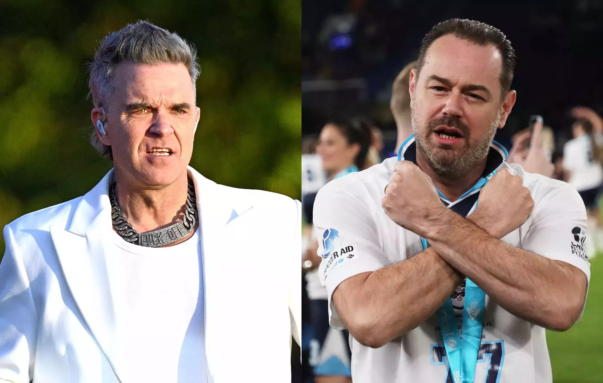 Danny Dyer y Robbie Williams cantan 