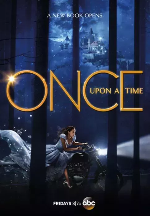 ABC's Once Upon A Time Poster With Cinderella Riding A Motorcycle