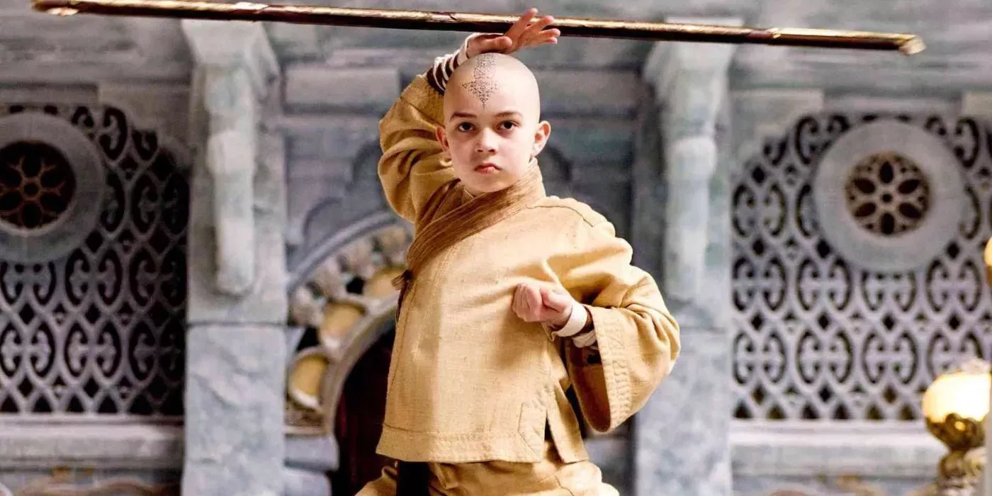 Noah Ringer as Aang in The Last Airbender (2010). 