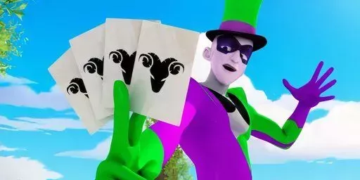 Simon Says is holding out four cards in Miraculous Ladybug.