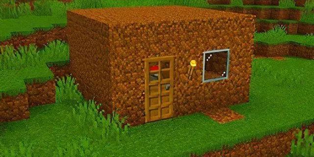 Minecraft simple dirt home for survival built by the player