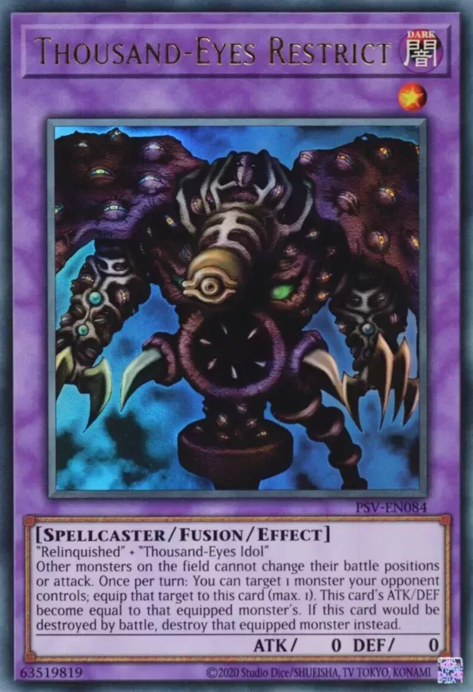 Thousand-Eyes Restrict in the Yu-Gi-Oh! TCG/OCG.