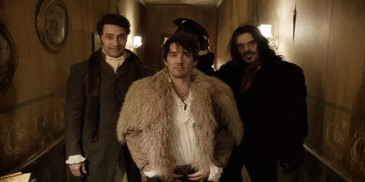 Viago, Deacon, and Vladislav posing in What We Do In The Shadows.