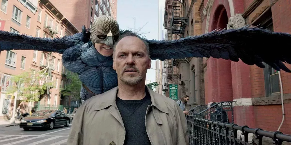 Michael Keaton is followed by the superhero he played in Birdman