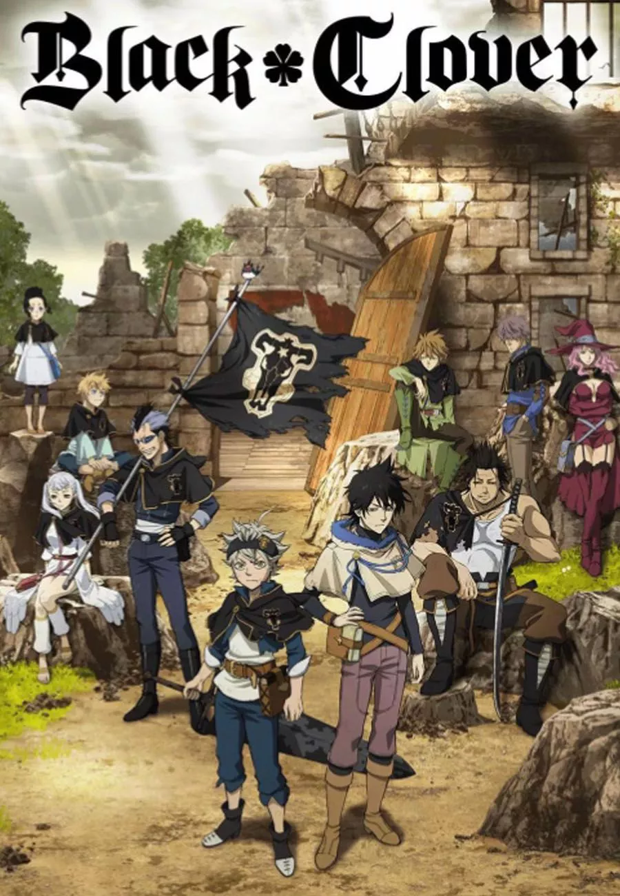 The Black Clover anime cover art features Asta and Yuno in front of other characters from the show.