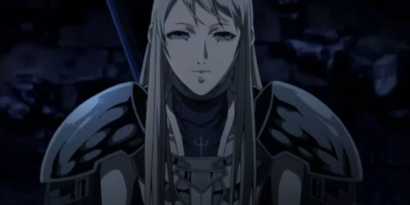 Galatea smiles after entering Riful's layer to save Claire in Claymore.