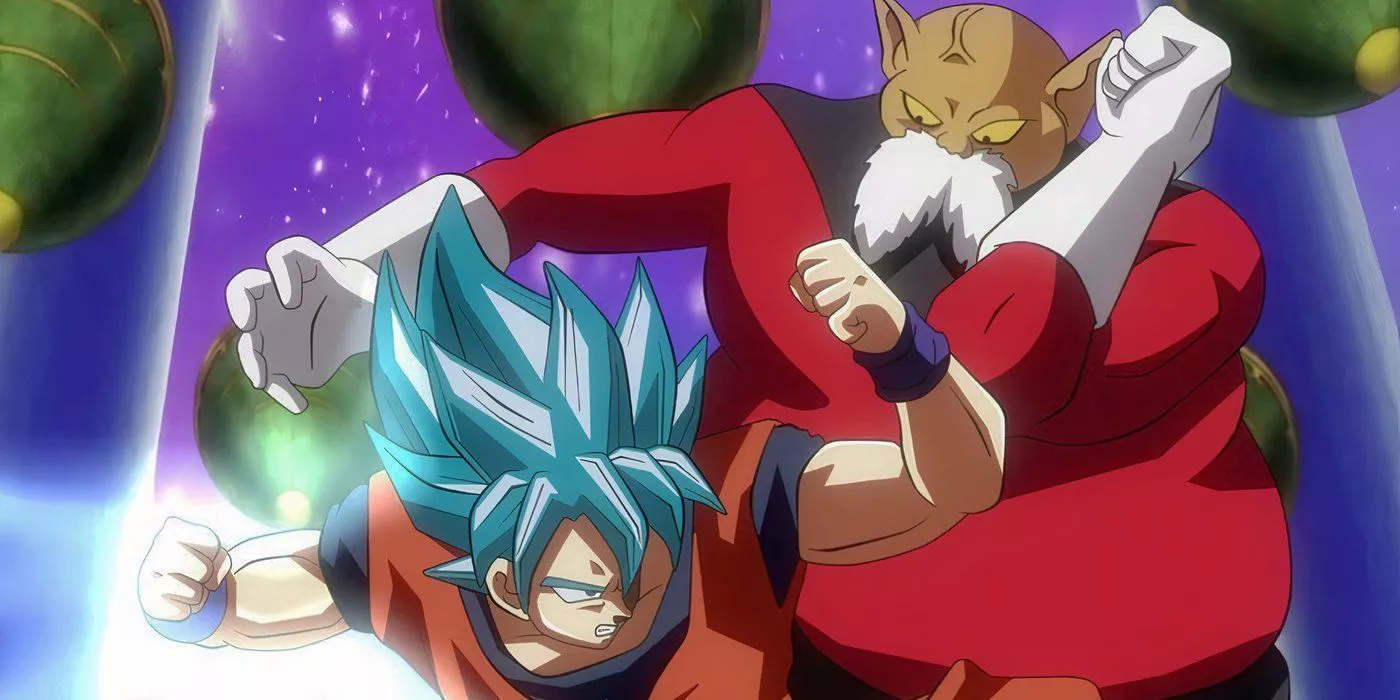 Goku and Toppo have an exhibition match for Zeno in Dragon Ball Super.