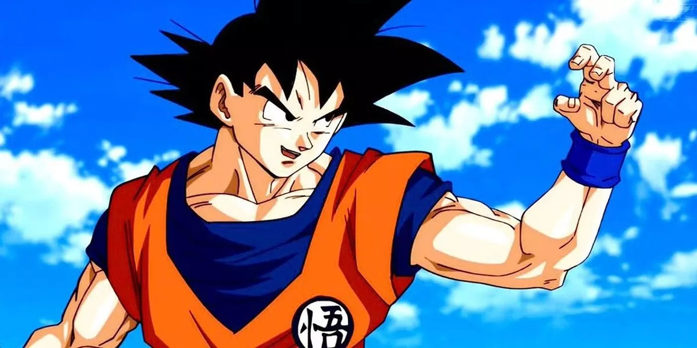 Goku posa contra un cielo azul