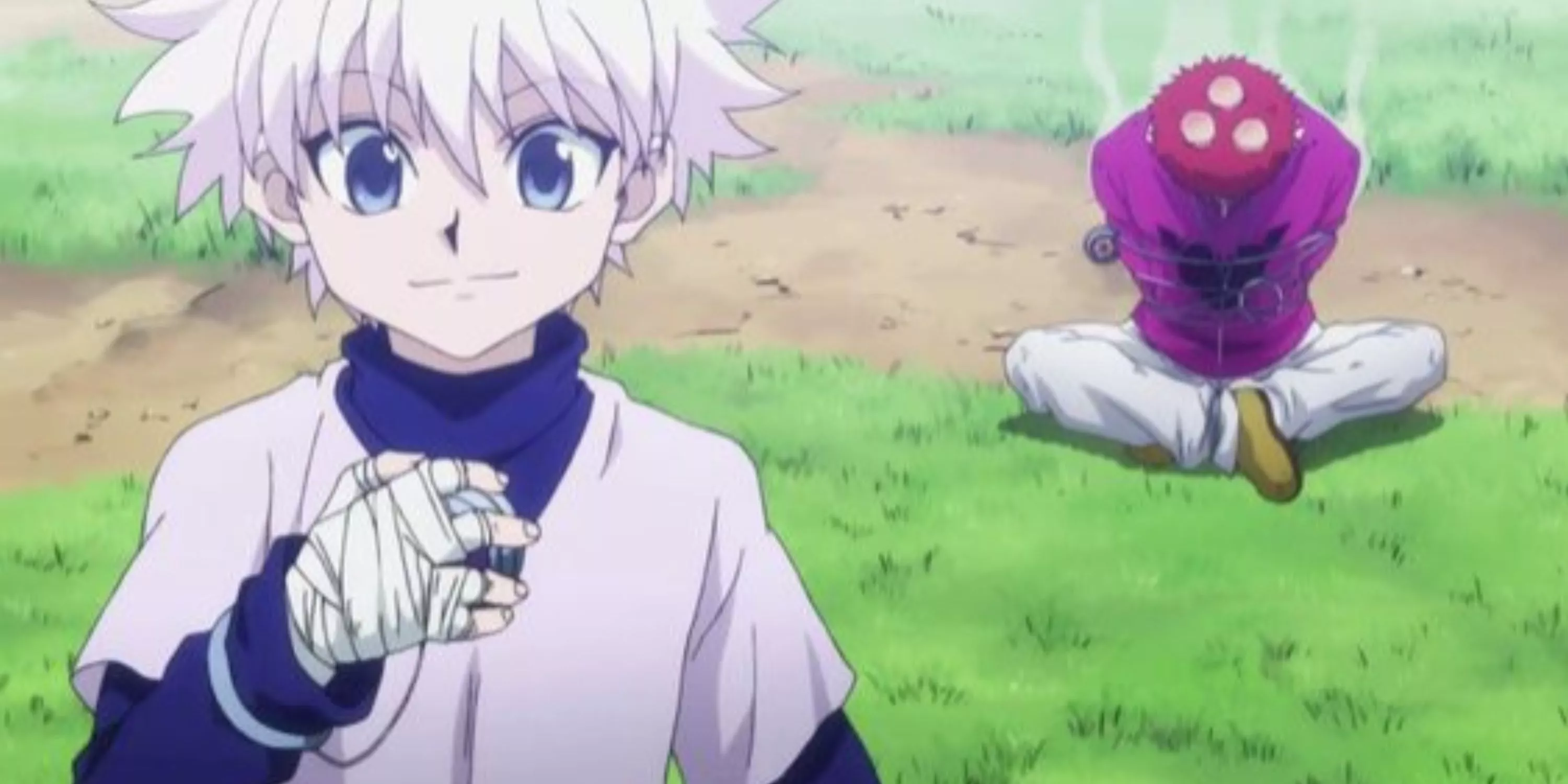 Killua Zoldyck poco después de derrotar a Sub durante el Arco de Greed Island