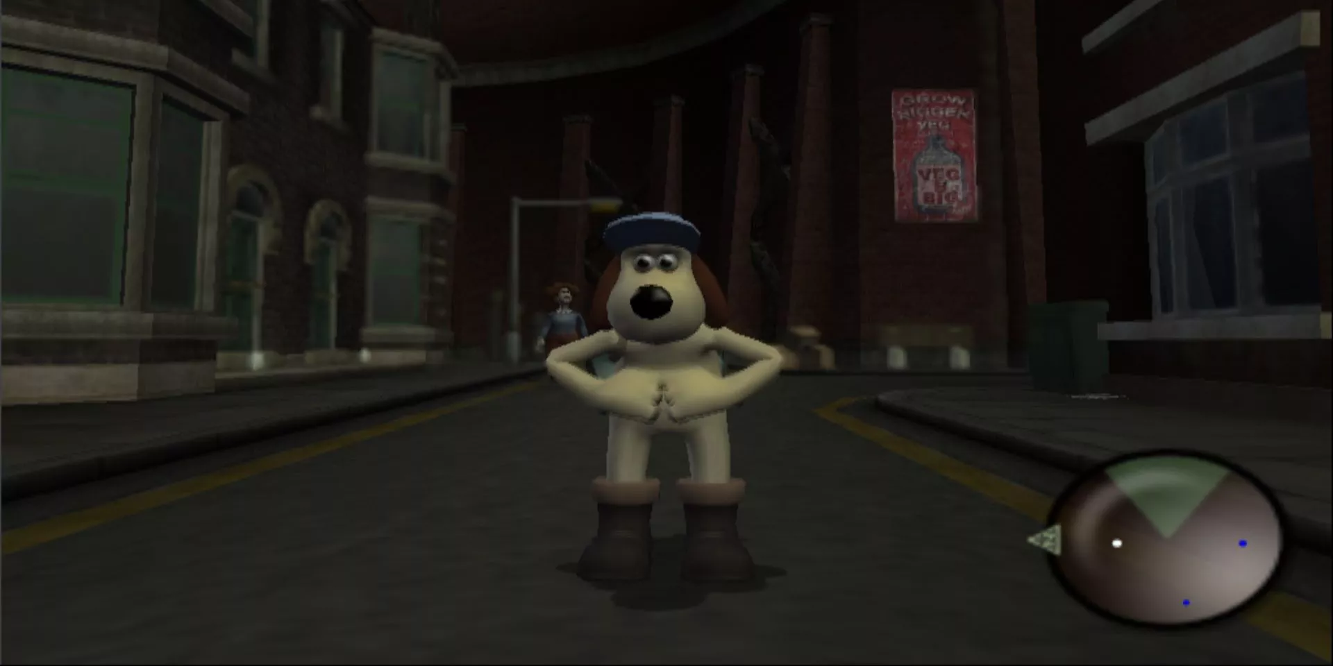 Gromit donning a hat and some boots in the Wallace and Grobbit Curse of the Were-Rabbit video game 