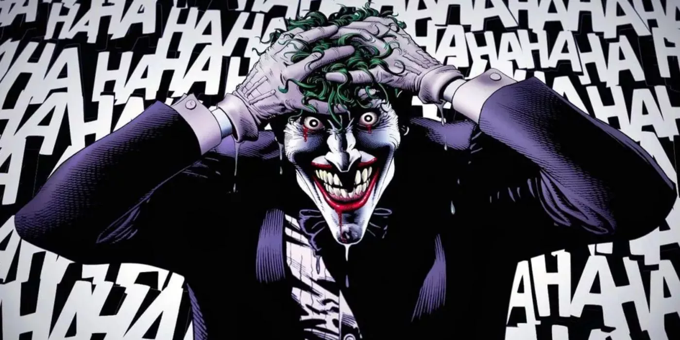 El Joker está al borde de la razón, riendo histéricamente en The Killing Joke de DC Comics