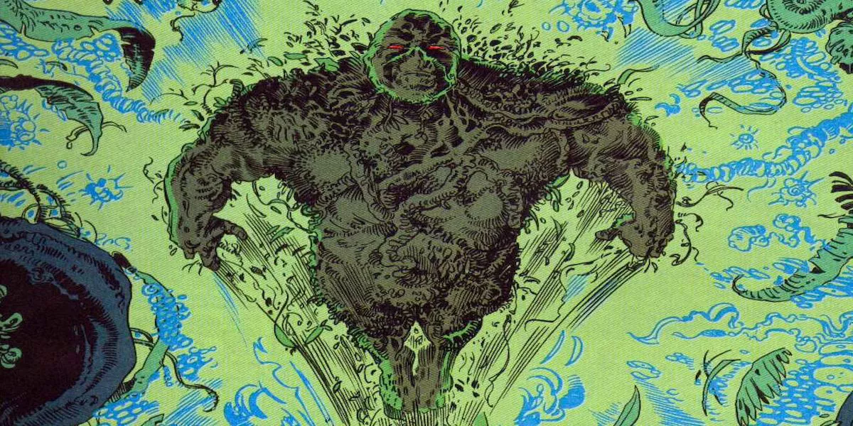 Swamp Thing viaja a través de The Green en The Saga of the Swamp Thing de Alan Moore para DC Comics.