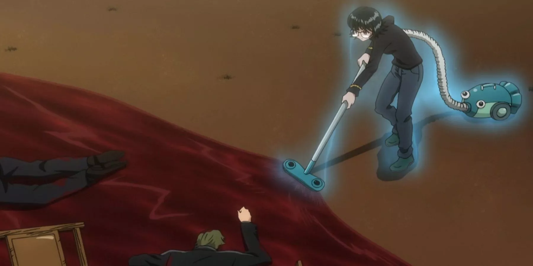 Shizuku Vacuuming Up The Phantom Troupe's Attack On The Mafia in Hunter X Hunter.