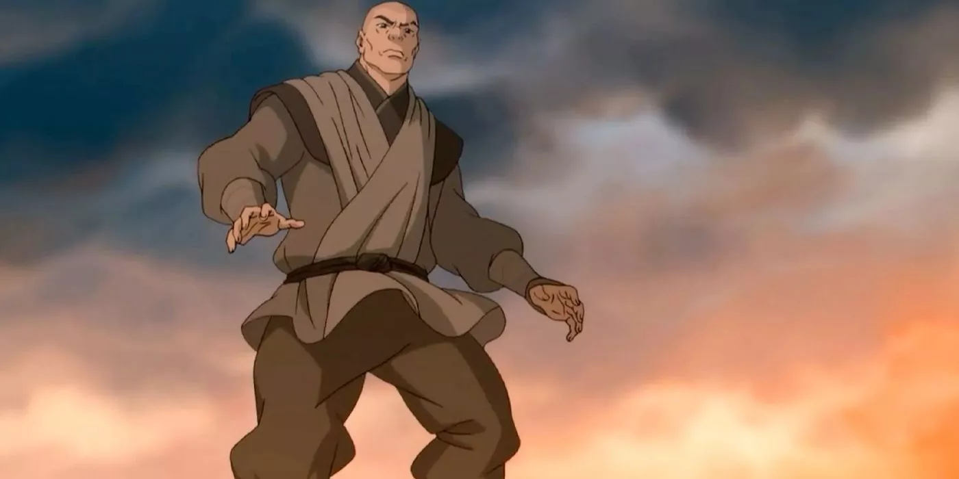 Zaheer usa su airebending para volar en La Leyenda de Korra.