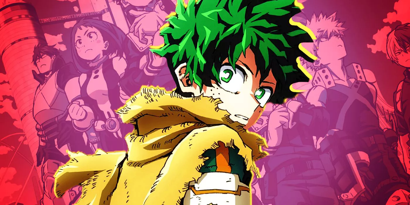 Deku en My Hero Academia: You're Next con una bufanda amarilla desgastada