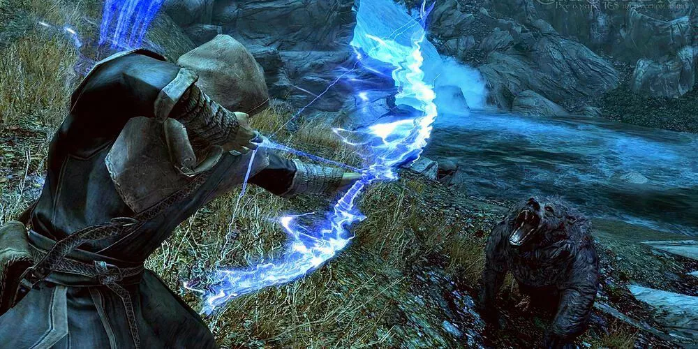 Using a bound bow conjuration spell against a bear in Skyrim