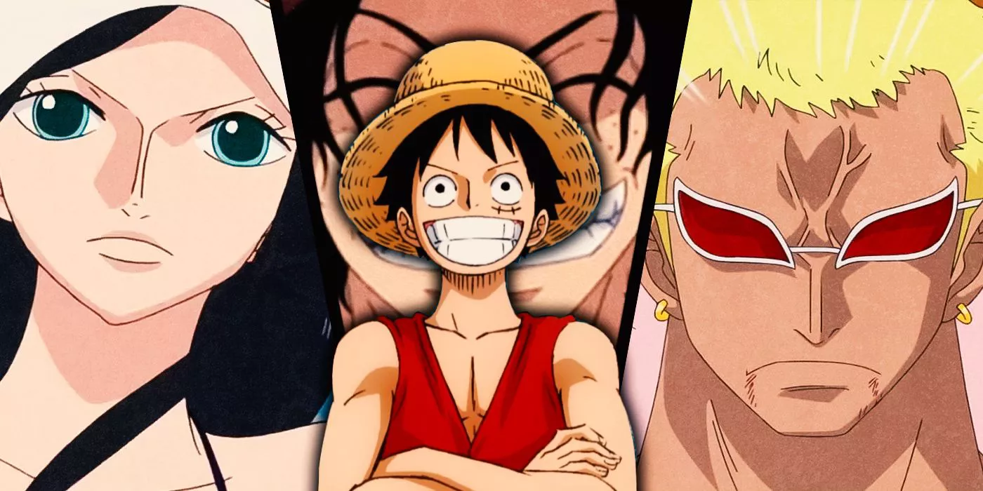 Luffy, Nico Robin, Ace and Doflamingo from One Piece