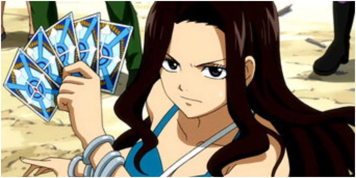 Cana Alberona usando Magic Card en una situación ofensiva en Fairy Tail.