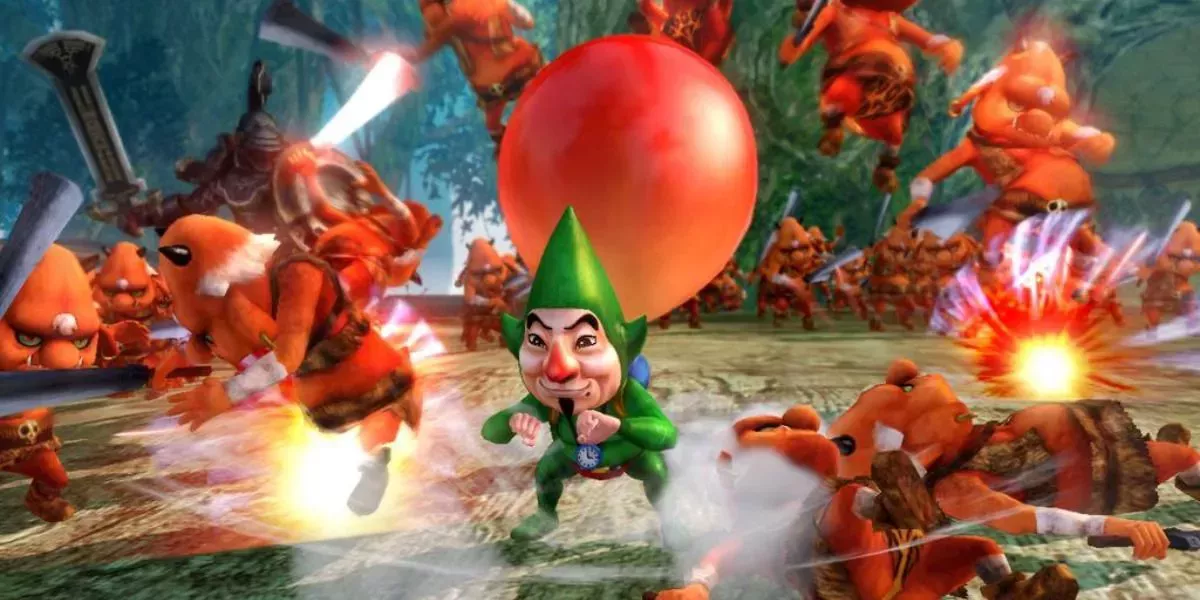 Tingle attacks enemies in Hyrule Warriors