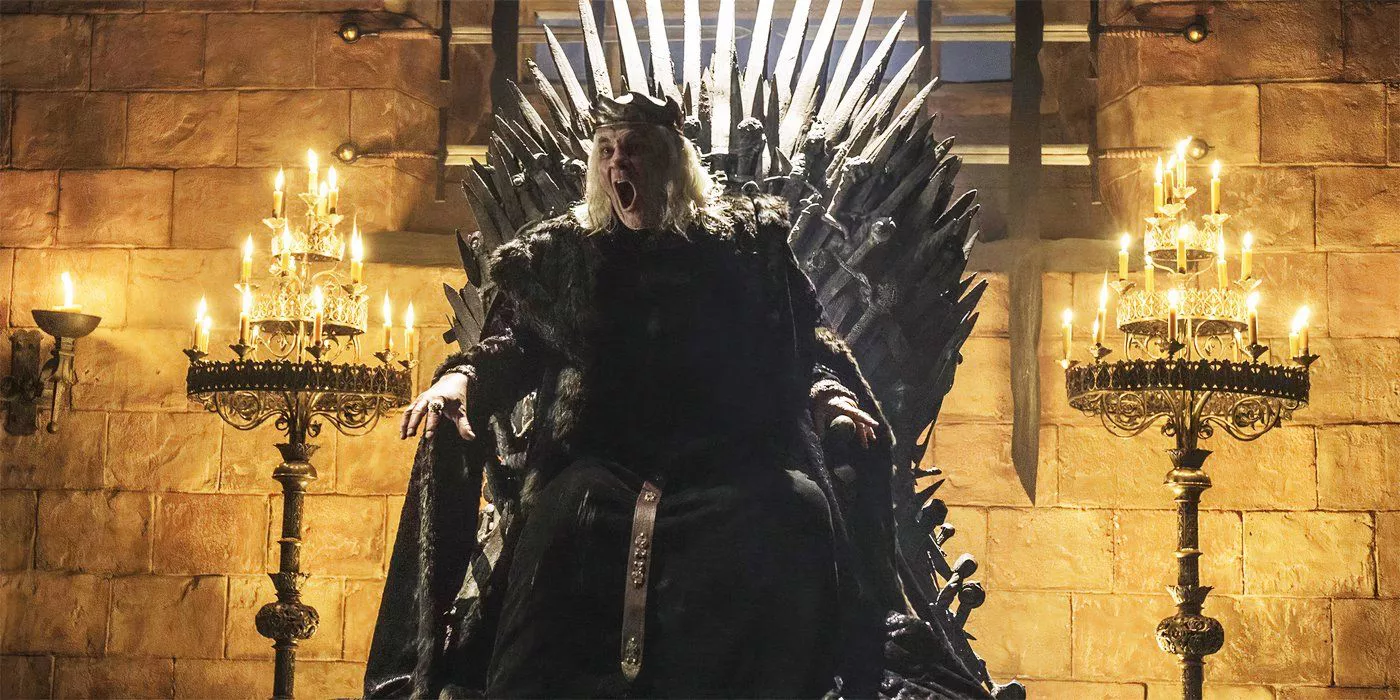 Aerys II Targaryen, El Rey Loco de Game of Thrones, se sienta en el trono