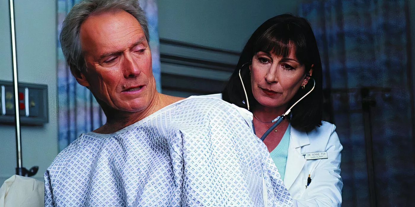 Angelica Huston medically examining Clint Eastwood in Blood Work.