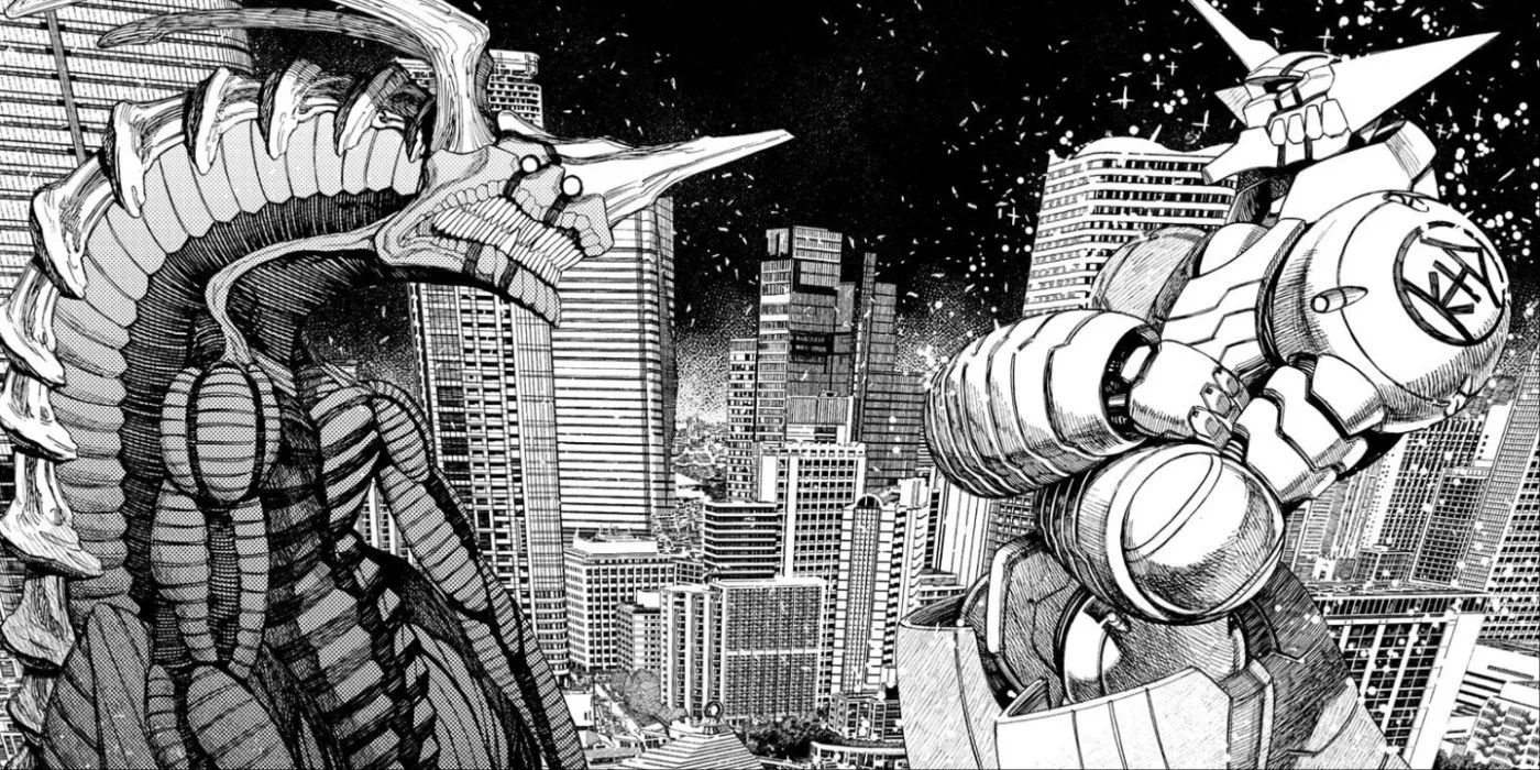 Kinta Sakata's robot against alien Kaiju in Dandadan manga