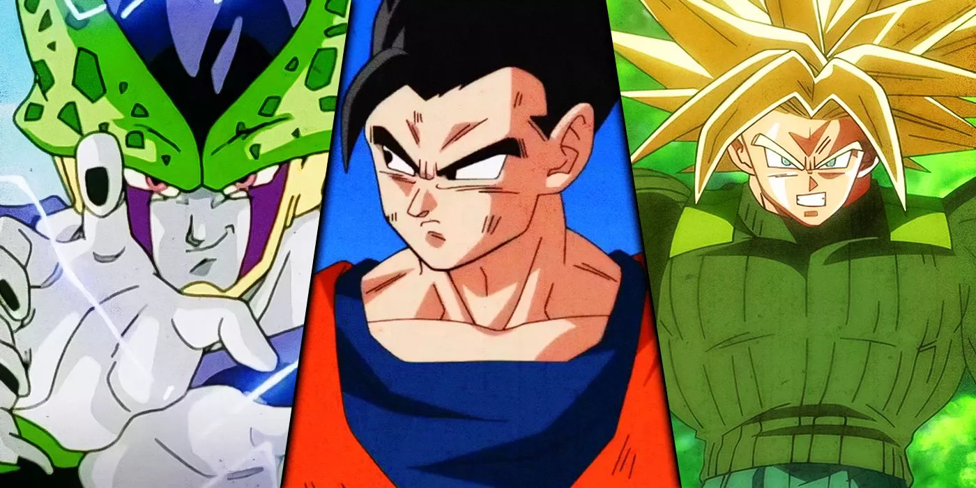 Cell, Gohan and Super Saiyan Third Grade Future Trunks from Dragon Ball