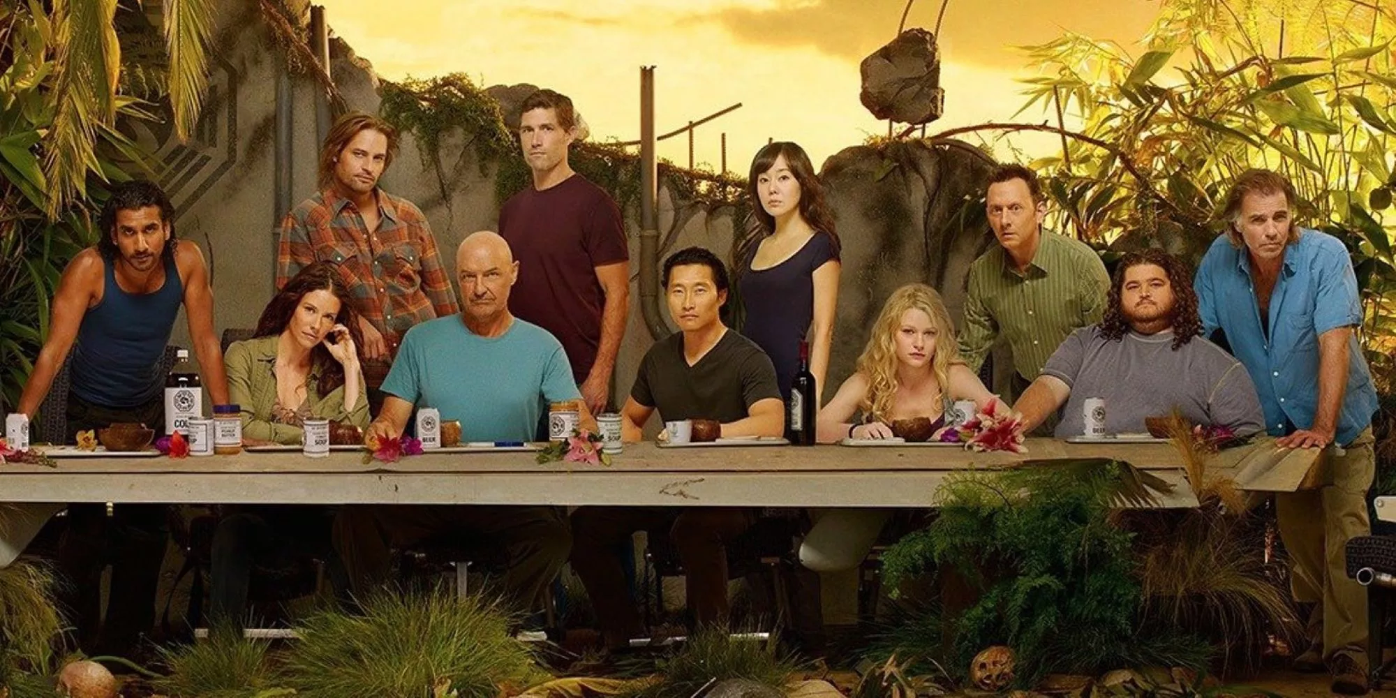 Lost Promotional Image features the main cast sitting along the length of a table