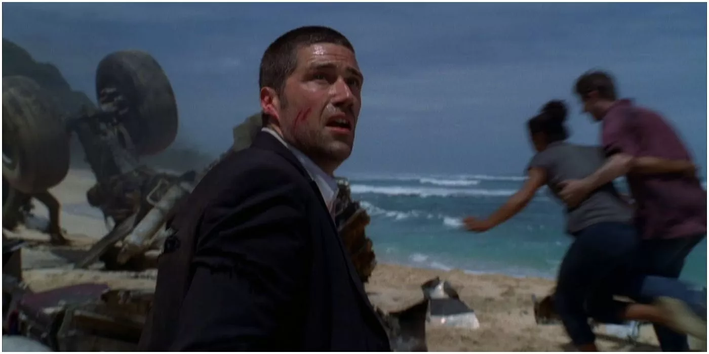 Jack Shephard in the midst of chaos in the pilot episode of Lost