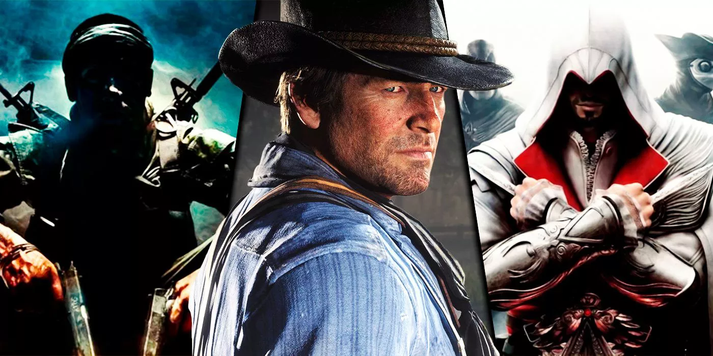 Red Dead Redemption 2 with Assassin's Creed 2 and Call of Duty: Black Ops