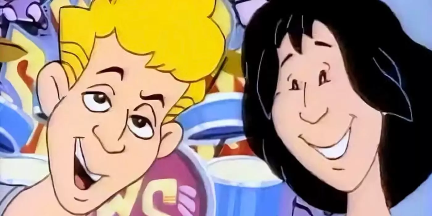 The titular Bill and Ted rock out in the 1990s animated series Bill & Ted's Excellent Adventures.