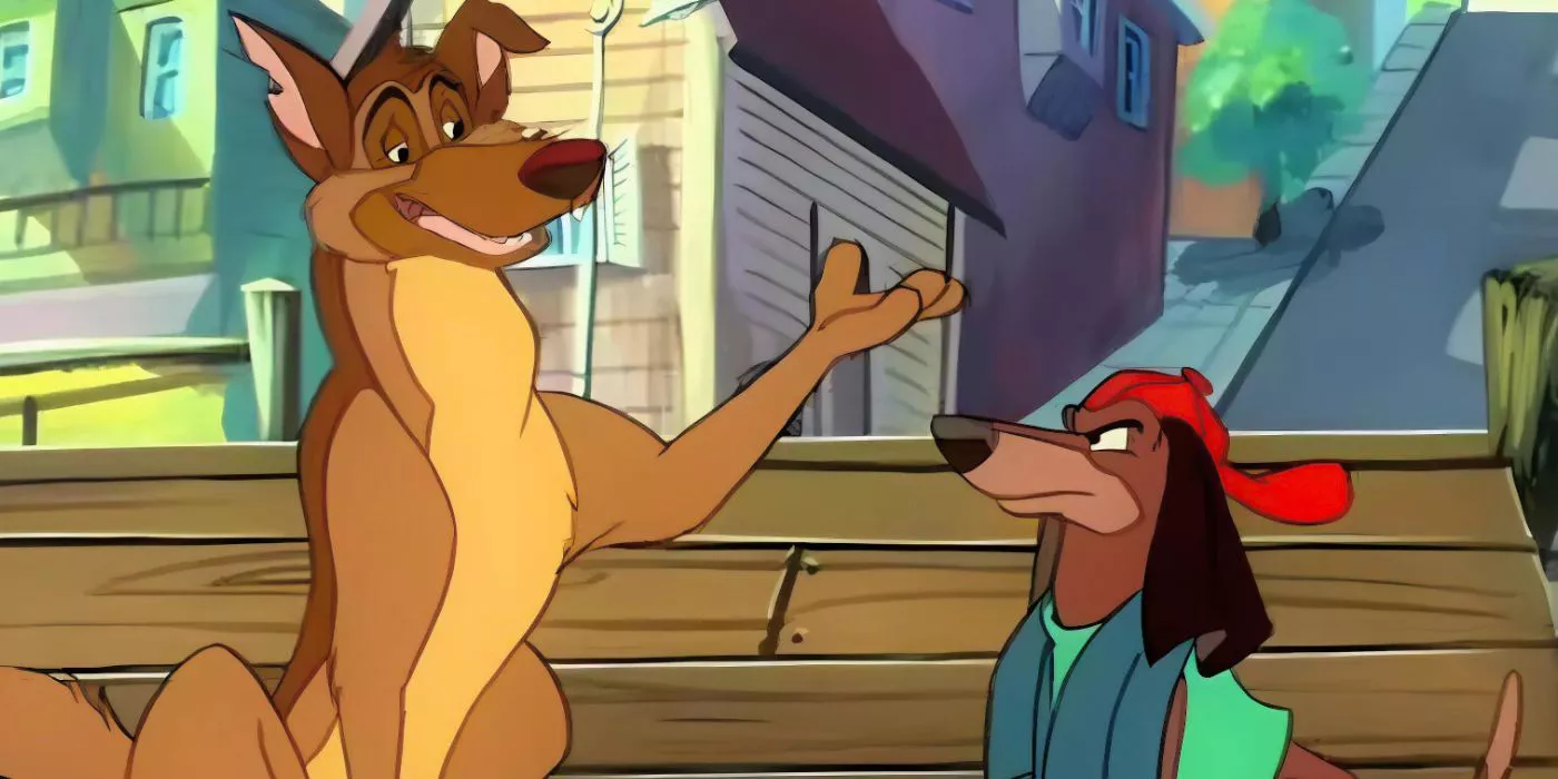 Charlie and Itchy chat on Fisherman's Warf in All Dogs Go to Heaven: The Series.