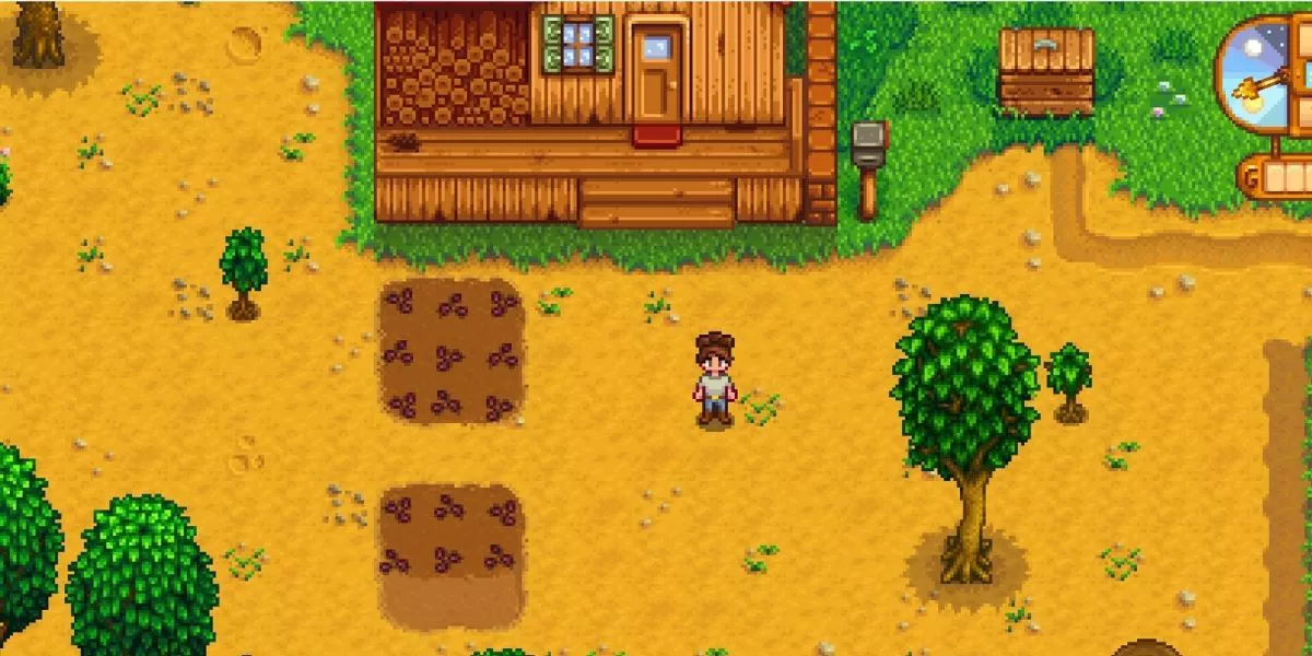 Un jugador plantando sus primeros cultivos en Stardew Valley