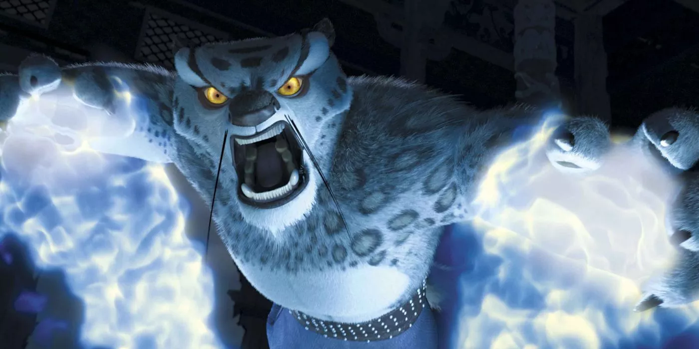 Tai Lung attacks using blue fire in Kung Fu Panda.