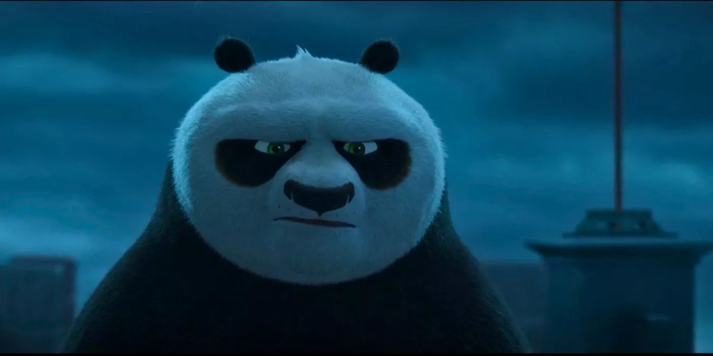 Po looks angrily at Zhen in Kung Fu Panda 4