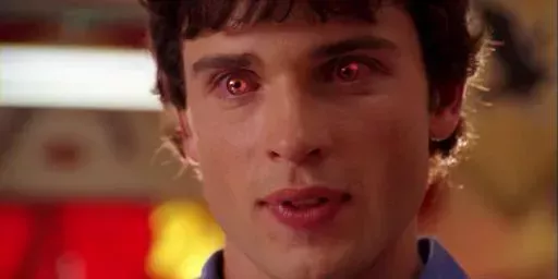 Clark Kent's eyes glow red in Smallville.