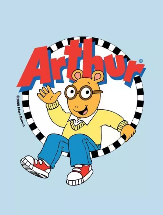 The poster for the PBS show Arthur depicts the titular character sitting beneath the title.