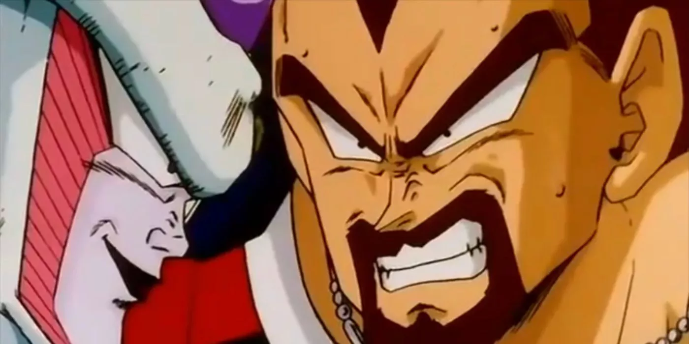 King Vegeta angrily snarls at Frieza in Dragon Ball Z.